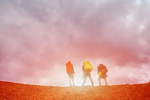 Hikers in the mountains Stock Photos