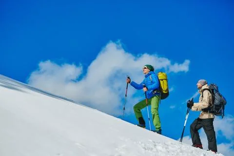 Hikers in the mountains Stock Photos