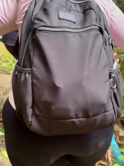 Hikers Navigating Jungle Trail to Hidden Forest Waterfall Видео 339583748
