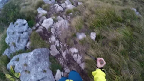 Hiker's point of view on the mountain trail Stock Footage 82455473