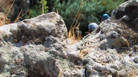 Hikers at pool 01 Stock Footage 89480871
