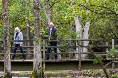 Hikers on Puttles Bridge Stock Photos