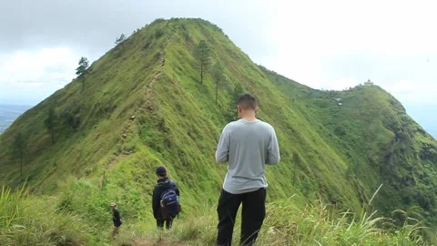 Hikers started walking towards one of the highest peaks on Mount Andong Video stock 276138624
