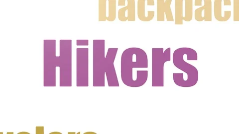 Hikers Tagcloud Animated Isolated Stock Footage 103671157