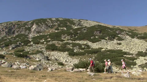 Hikers tracking in the high mountain Stock Footage 31452612
