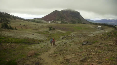 Hikers walk down trail Stock Footage 59573511