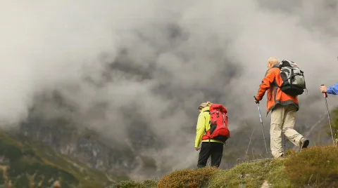 Hikers walking from camera Stock-Footage 520270