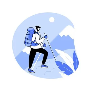 Hiking abstract concept vector illustration. Stock Illustration