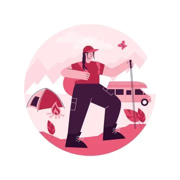 Hiking abstract concept vector illustration. 스톡 일러스트