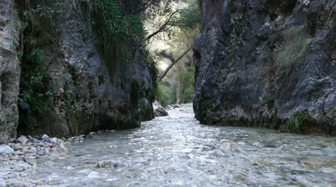 Hiking along the river Stock Footage 35534624