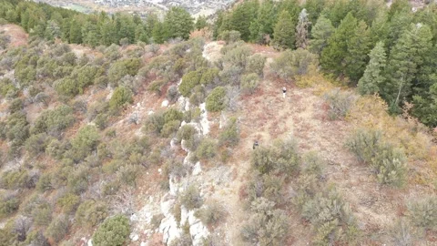 Hiking around a Mountian area Stock Footage 141898634