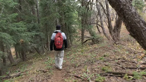 Hiking around a Mountian area Stock Footage 141903871