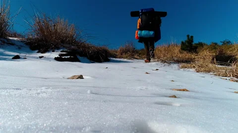Hiking Back To Camp 1 Stock Footage 235953550