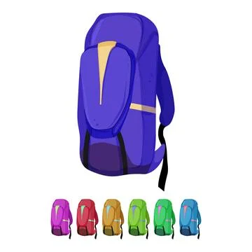 Hiking backpack camp cartoon vector graphic Illustrazione stock