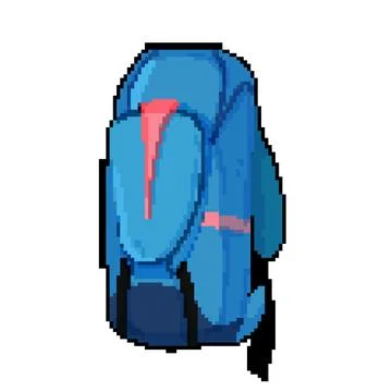Hiking backpack camp pixel art vector illustration 스톡 일러스트