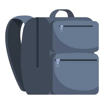 Hiking backpack featuring two zippered pockets and adjustable straps Stock Illustration