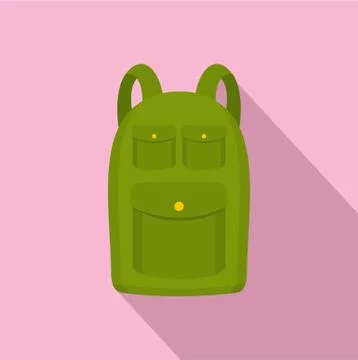 Hiking backpack icon, flat style Stock Illustration
