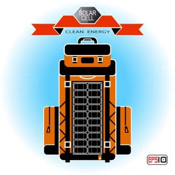 Hiking backpack with an integrated solar panel Stock Illustration