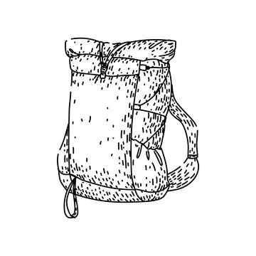 Hiking backpack vector drawing representing outdoor adventure activity Stock Illustration
