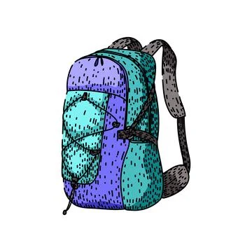 Hiking backpack vector drawing representing outdoor adventure equipment 스톡 일러스트