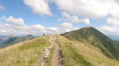 Hiking bellow Pekelnik hill summit in Mala Fatra mountains Stock Footage 301372539