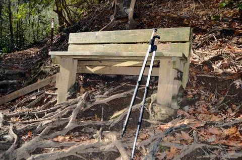 Hiking Bench Stock Photos