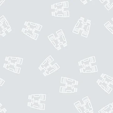 Hiking binoculars line seamless pattern Stock Illustration