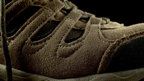 Hiking boot extreme close up background stock footage Stock Footage 80726048