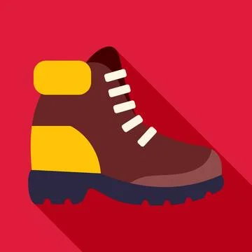 Hiking boot flat long shadow icon design Stock Illustration