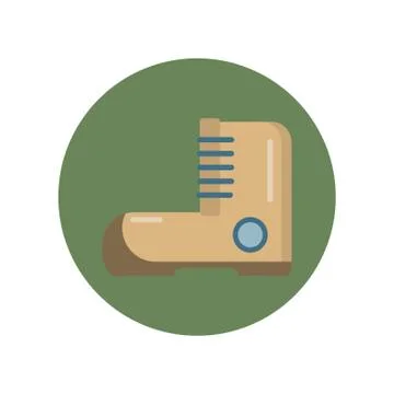 Hiking boot flat vector icon in a green circle for web Stock Illustration