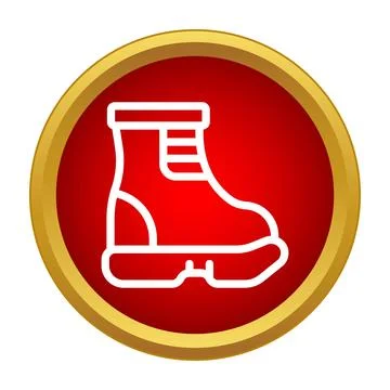 Hiking boot icon in red circle button Stock Illustration