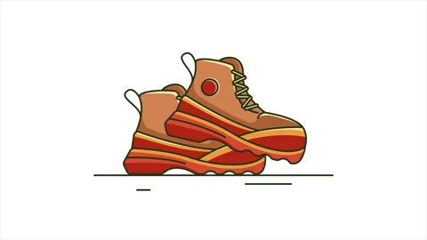 Hiking boots animation motion loop video design in 4k. outdoor boot animati.. 스톡 동영상 263201923