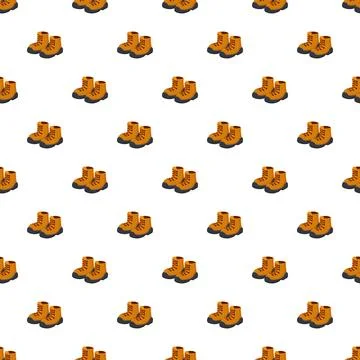 Hiking boots cartoon pattern seamless background design Stock Illustration