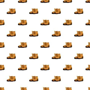 Hiking boots forming seamless pattern for adventure background Illustrazione stock