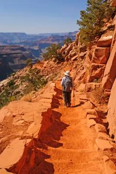 Hiking into the canyon Stockfoto's