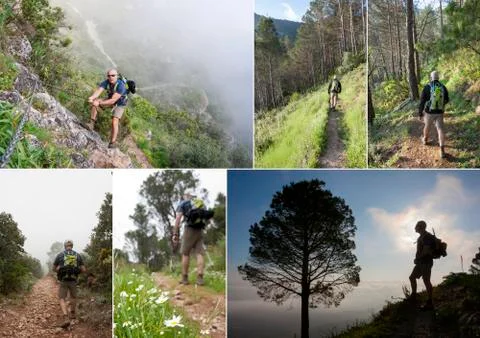 Hiking collage Stock Photos