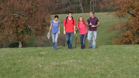 Hiking in countryside Stock Footage 14832502