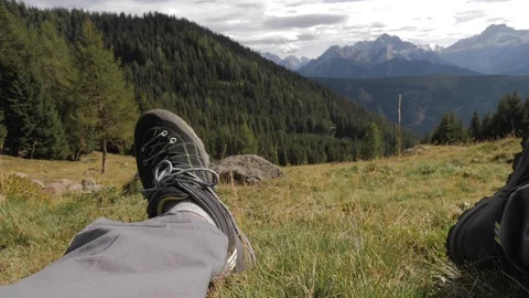 Hiking dhoes Stock Footage 122133383