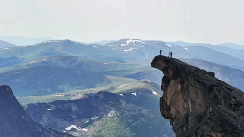 Hiking to the Edge of the World: Mountain Peak Views in the Summer Stock Footage 278325448