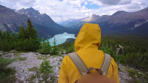 Hiking In Epic Mountain Scene Video stock 230013488