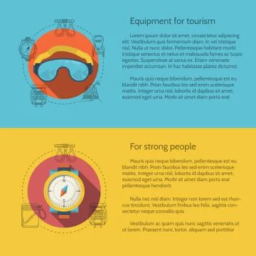 Hiking equipment flat color vector illustration 스톡 일러스트