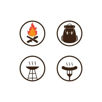 Hiking equipment icon set 스톡 일러스트