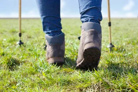 Hiking in a field Stock Photos