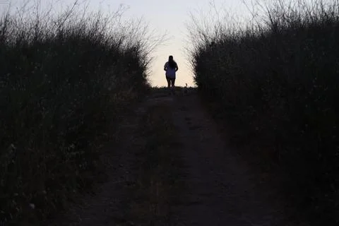 Hiking in fields of kibutz 写真素材