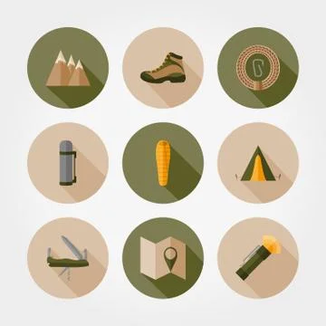 Hiking. Flat design style Stock Illustration