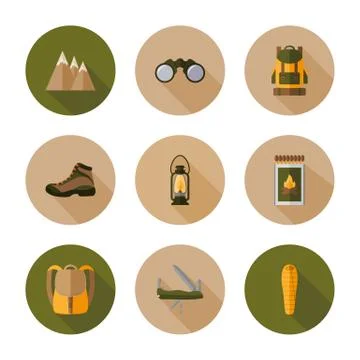 Hiking. Flat design style Stock Illustration