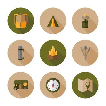 Hiking. Flat design style Stock Illustration