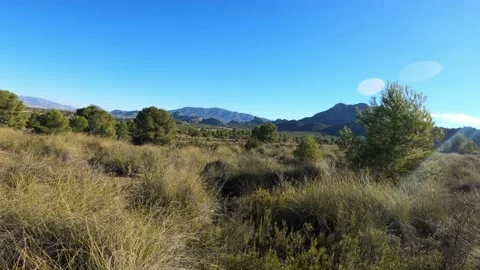 Hiking group walking through path in mountain top against beautiful landscape Stock Footage 146544518
