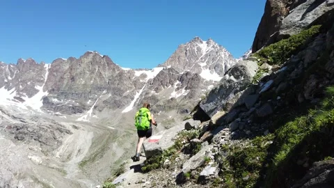 Hiking in the high mountains Stock Footage 134705879