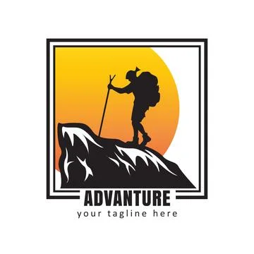 Hiking icon logo Stock Illustration